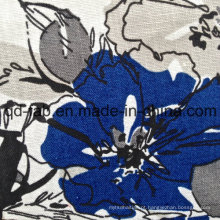 100% Linen flores impresso tecido (QF13-0261)
